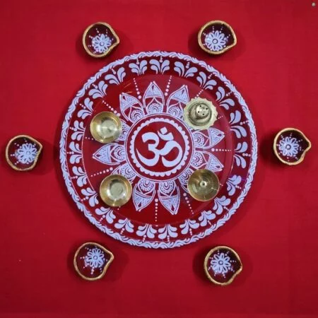 Aipan Art Pooja Thali Set 1 - Uttarakhand Haat