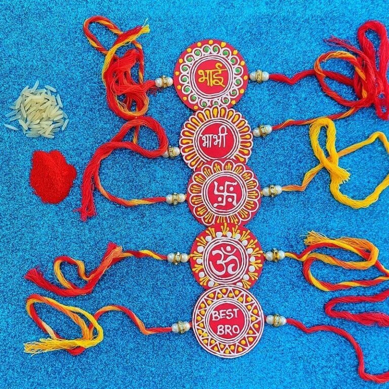 Aipan Art Rakhi Combo (Set of 5) – Handcrafted Kumaoni Rakhis with Roli ...