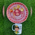 Aipan Art Rakhi Combo with Aipan Art Thali and Bhula Mug