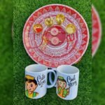 Aipan Art Rakhi Combo With Aipan Art Thali and Bhula Dajyu Mugs