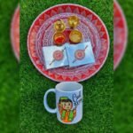 Aipan Art Rakhi Combo with Aipan Art Thali and Dajyu Mug