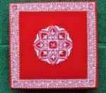 Aipan Inspired Handpainted Square Wooden Puja Table / Chowki / Footstool for Home - Image 10