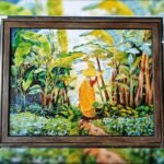 Kumauni Lady In Fields Painting With Wooden Frame
