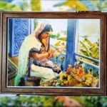 Kumauni Lady Making Idols Painting With Wooden Frame