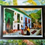 Village Life of Uttarakhand Painting With Wooden Frame