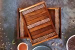 Kolam Inspired Hand Painted Sheesham Wood Serving Tray Set