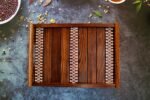 Kolam Inspired Hand Painted Sheesham Wood Serving Tray Set - Image 3