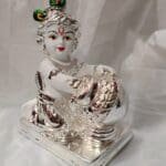 Silver Coated Ladoo Gopal for Car Dashboard
