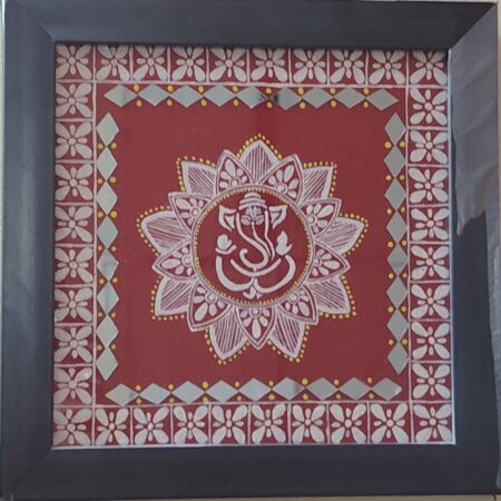 Aipan Art Ganesha Wall Painting|Wooden Frame Wall Hanging