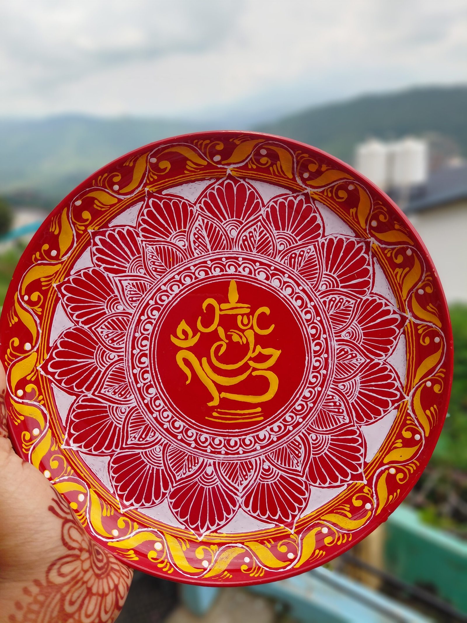20260729_124720 🌺 Handmade Uttarakhand Aipan Ganesh Pooja Thali - Image 1