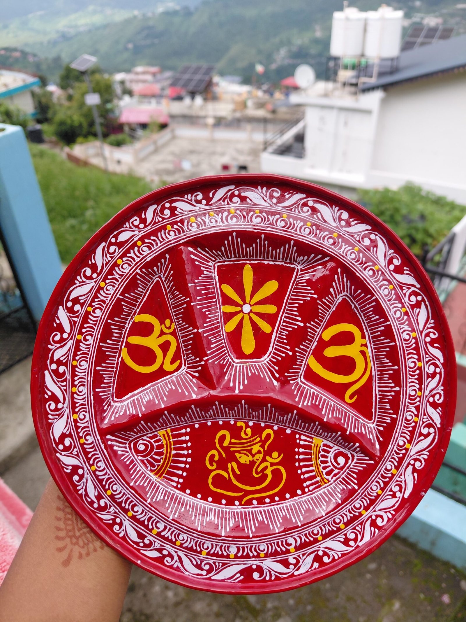 20260729_130730 Handmade Uttarakhand Aipan Pooja Thali - Image 1