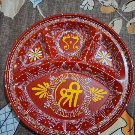 Handmade Steel Aipan Pooja Thali