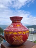 Traditional Handmade Aipan Copper Kalash for Pooja