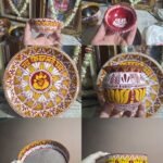 Handmade Aipan Art Decorative Pooja Thali Set for Karwachauth