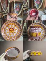 Handmade Aipan Art Decorative Pooja Thali Set for Karwachauth