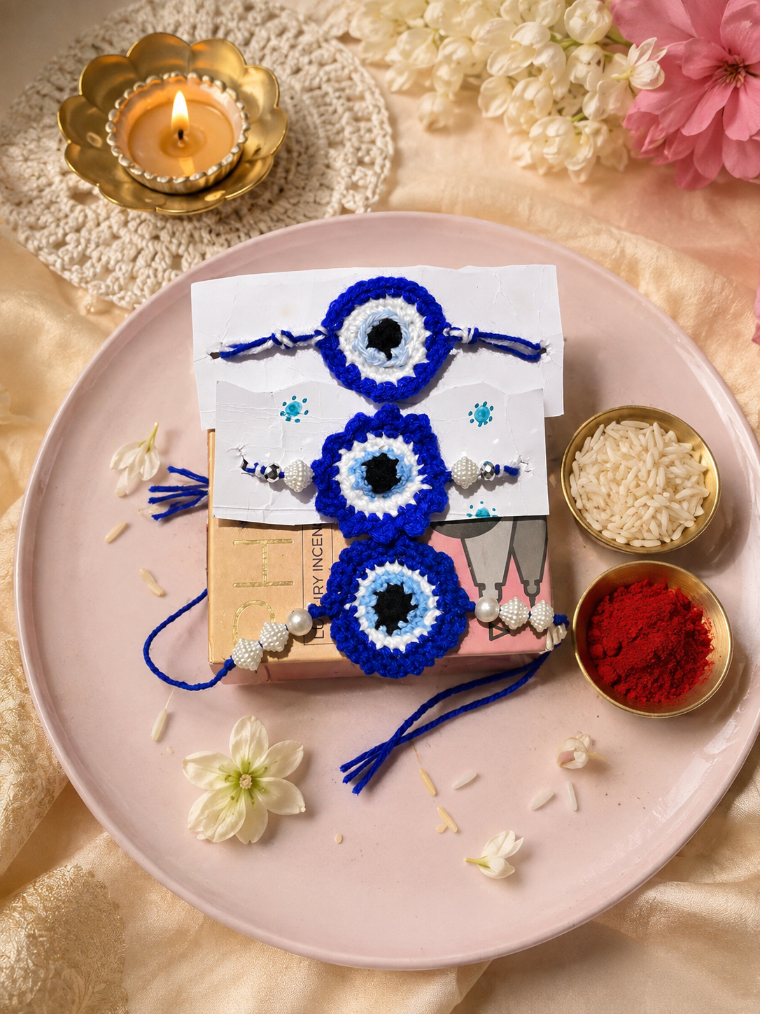 6AD3CD72-B3F1-47D0-B661-6B7326ED3D96 Homemade Rakhi Set of 3 - Image 1