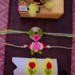 Handmade Crochet Rakhi Combo Set with Turtle Toy & Hair Clips