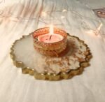 Golden Glow Resin Tealight Candle Holder 4 inch - Image 2