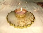 Golden Glow Resin Tealight Candle Holder 4 inch - Image 3