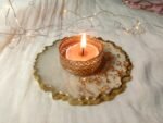 Golden Glow Resin Tealight Candle Holder 4 inch