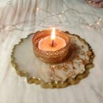 Golden Glow Resin Tealight Candle Holder 4 inch