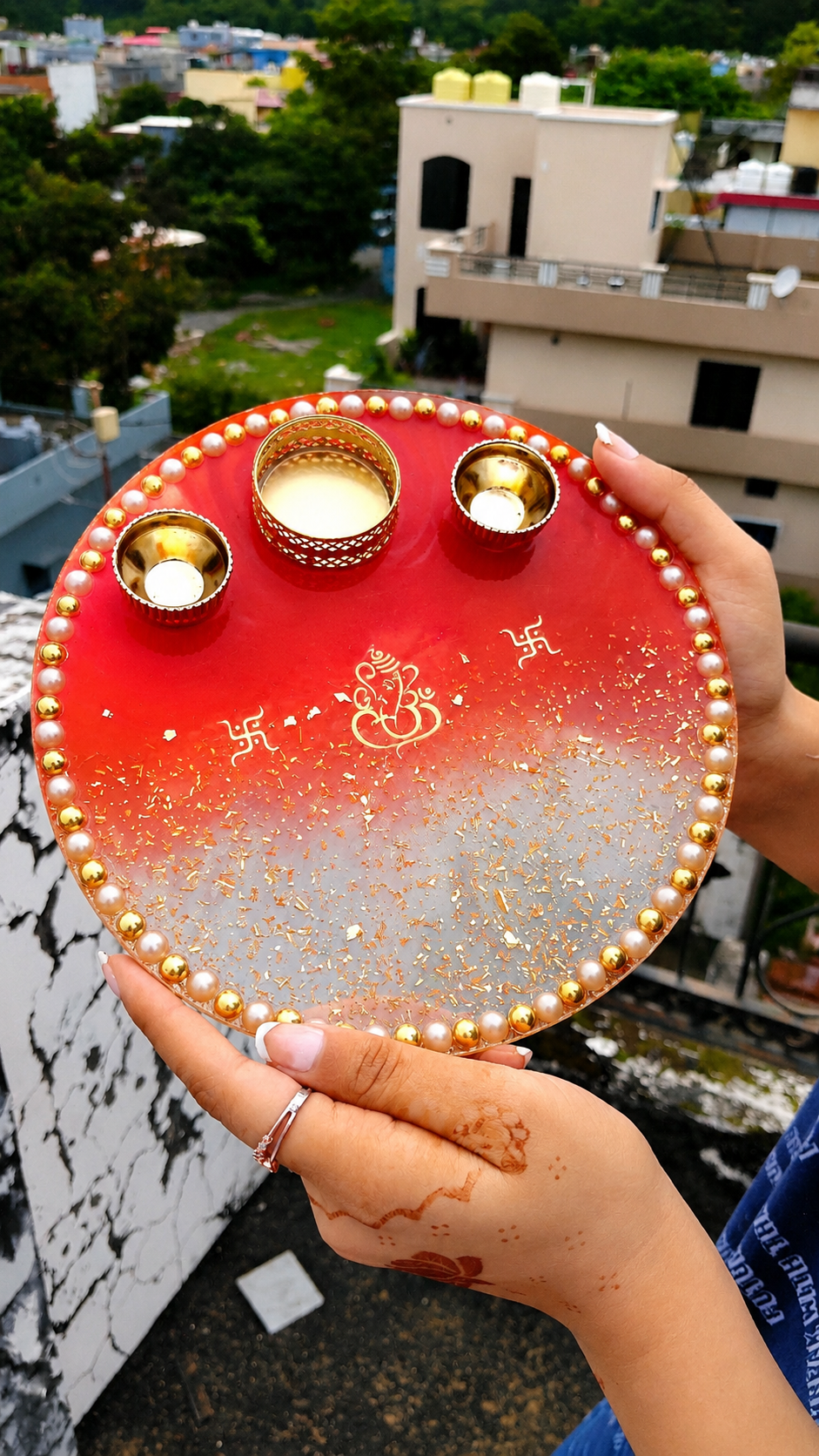 file_000000008a908211b8757ec96b9f3dd0 Resin Pooja Thali - 8 Inch - Image 1