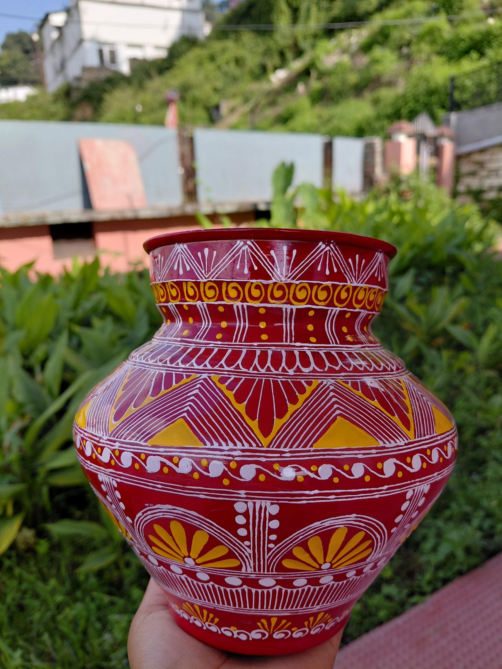 20260916_151651 Mini Copper Aipan Kalash – Pooja & Decor 🌸 - Image 1